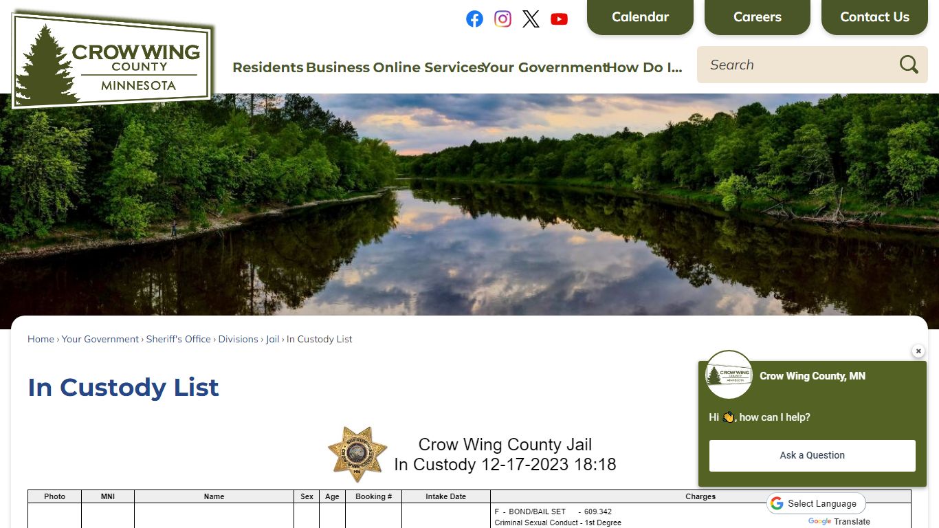 In Custody List | Crow Wing County, MN - Official Website